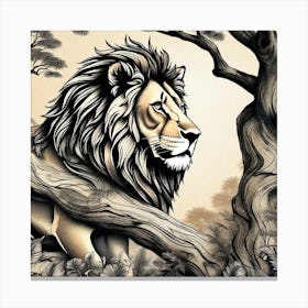 Lion In The Forest 32 Canvas Print