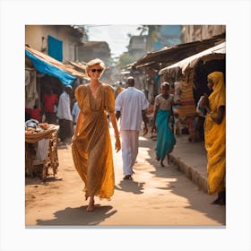 Princess Diana Walking Down A Street Zanzibar Canvas Print