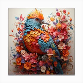 Bird With Flowers 1 Canvas Print