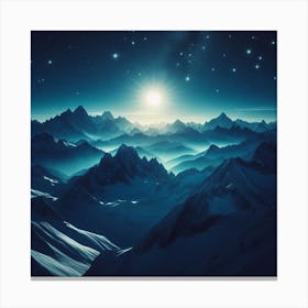 Night Sky Over Mountains Canvas Print