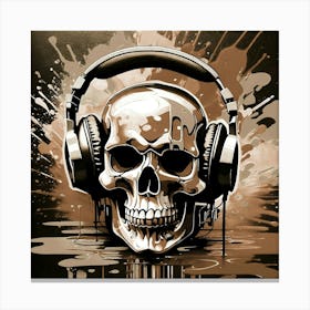 Skull With Headphones 9 Canvas Print
