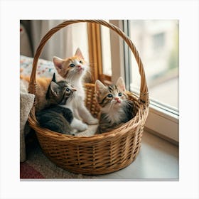 Kittens In Basket Leinwandbilder