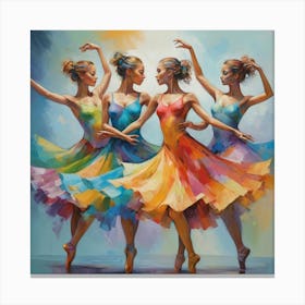 Figurative Multicolor Dancers Art Print 1 Canvas Print