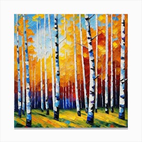 Birch Trees In Autumn 13 Canvas Print