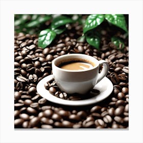 Coffee Cup On Coffee Beans 9 Canvas Print