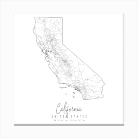 California Minimal Street Map Square Canvas Print
