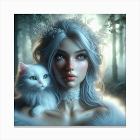 Fairy With A Cat Canvas Print