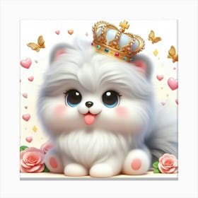 Cute Dog With Crown Canvas Print