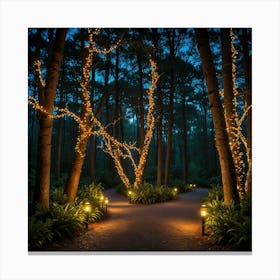 Path In The Woods At Night Canvas Print