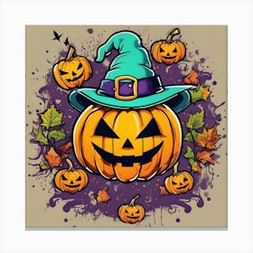 Halloween Pumpkin Hat Canvas Print