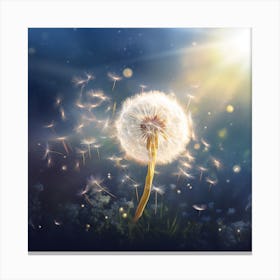 Single Dandelion Blowing In The Wind 2 Canvas Print