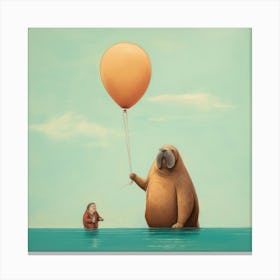 Bear And A Balloon Canvas Print