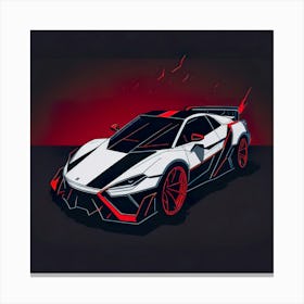 Car Red Artwork Of Graphic Design Flat (41) Canvas Print