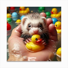 Ferret In Water Canvas Print