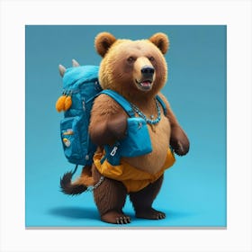 Bear With Backpack Canvas Print