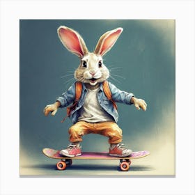 Bunny Skateboarding Canvas Print