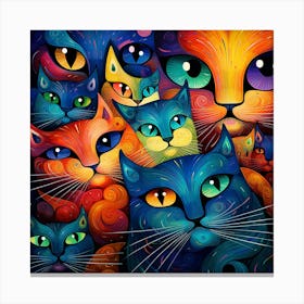 Colorful Cats 5 Canvas Print