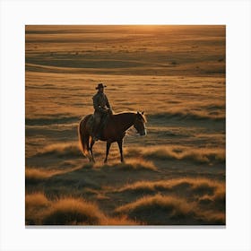 Cowboy On Horseback Canvas Print