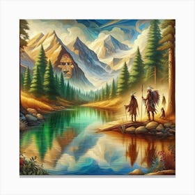 Native Americans In The Mountains Canvas Print