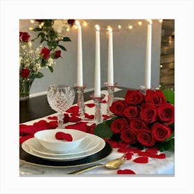 Valentine'S Day Table Setting 4 Canvas Print