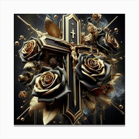 Cross With Roses 6 Canvas Print