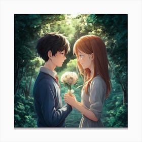 Anime Couple In The Forest 1 Canvas Print