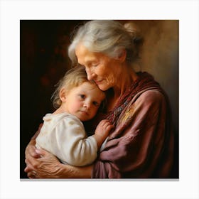 An Elderly Woman With Alabaster Skin Bent Slightly Forward In A Posture Of Tender Care And Love Cr 320845330 (1) Canvas Print