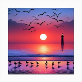 Lighthouse At Sunset Canvas Print