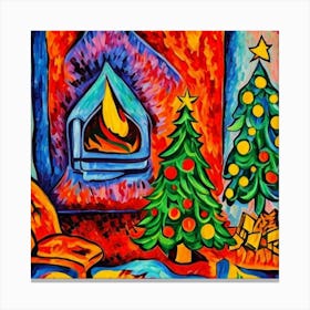 Christmas In The Living Room Canvas Print