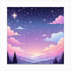 Sky With Twinkling Stars In Pastel Colors Square Composition 166 Canvas Print