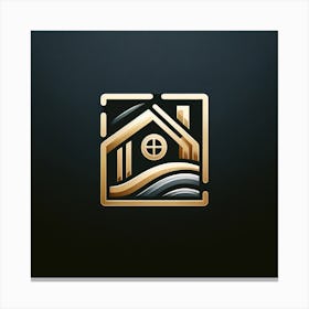 Gold House Logo Design Canvas Print