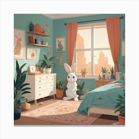 Default Animals In My Room Rabbit Art Print 0 Canvas Print