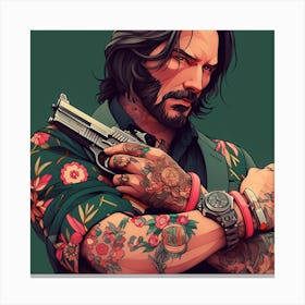 Hunzinator Keanu Reeves With Tattoos Canvas Print
