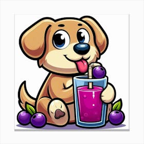 Dog Drinking A Smoothie Canvas Print