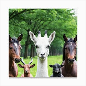 Llamas And Goats 2 Canvas Print