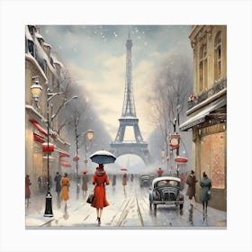 Winter In Paris , painting art Canvas Print