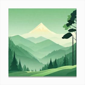 Misty mountains background in green tone 82 Canvas Print