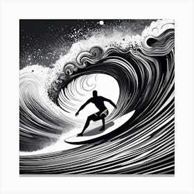 Black And White Surfer 4 Canvas Print