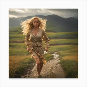 Dreamshaper V7 This Very Beautiful And Shy Blonde Woman Runs A 0 Canvas Print