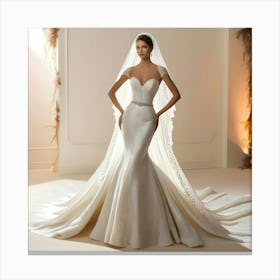 A Stunning, Floor Sweeping Wedding Gown Designed By A Renowned Fashion Designer 2 Canvas Print