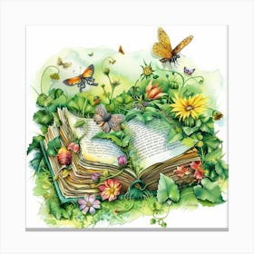 Book And Butterflies Canvas Print