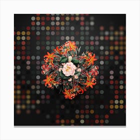 Vintage Gray's Invincible Camellia Floral Wreath on Dot Bokeh Pattern n.0057 Canvas Print