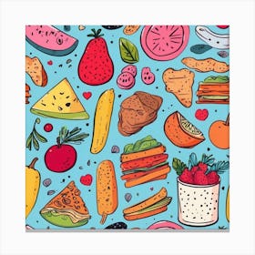 Seamless Pattern With Fruits And Vegetables Canvas Print