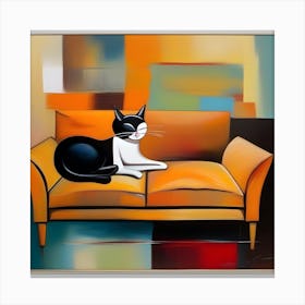 Cat On Couch 1 Canvas Print