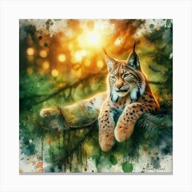 Lynx On The Pine Tree Canvas Print