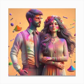 Holi Couple 14 Canvas Print