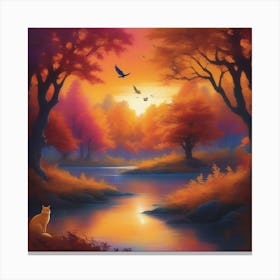 Sunset By The River 4 Canvas Print