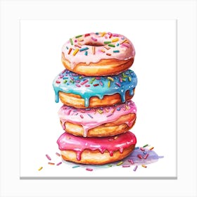 Stack Of Rainbow Donuts 5 Canvas Print