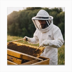 Beekeeper Inspecting Hive 2 Canvas Print