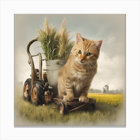 Cat In A Tractor Canvas Print